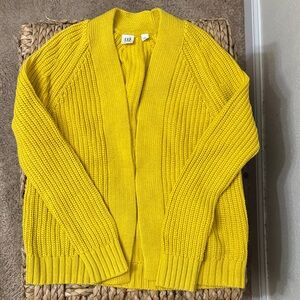 GAP Bright Yellow Open-Front Chunky Knit Cardigan